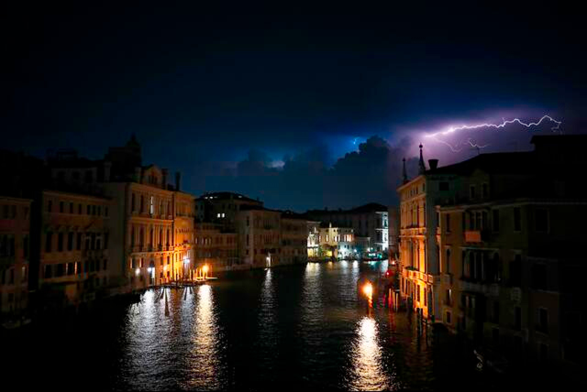 Venice canal grande thunderstorm